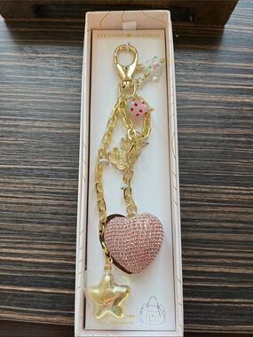 Pink Crystal Heart & Star Keychain Charm